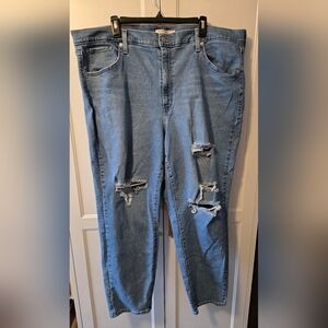 Levi's Light Blue Ripped Straight Leg Mom Jeans Sz 22W